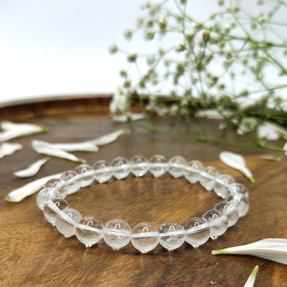 Clear Quartz AAA Quality Diamond Cut Bracelet To Dispelling Negative Energy-(8mm)