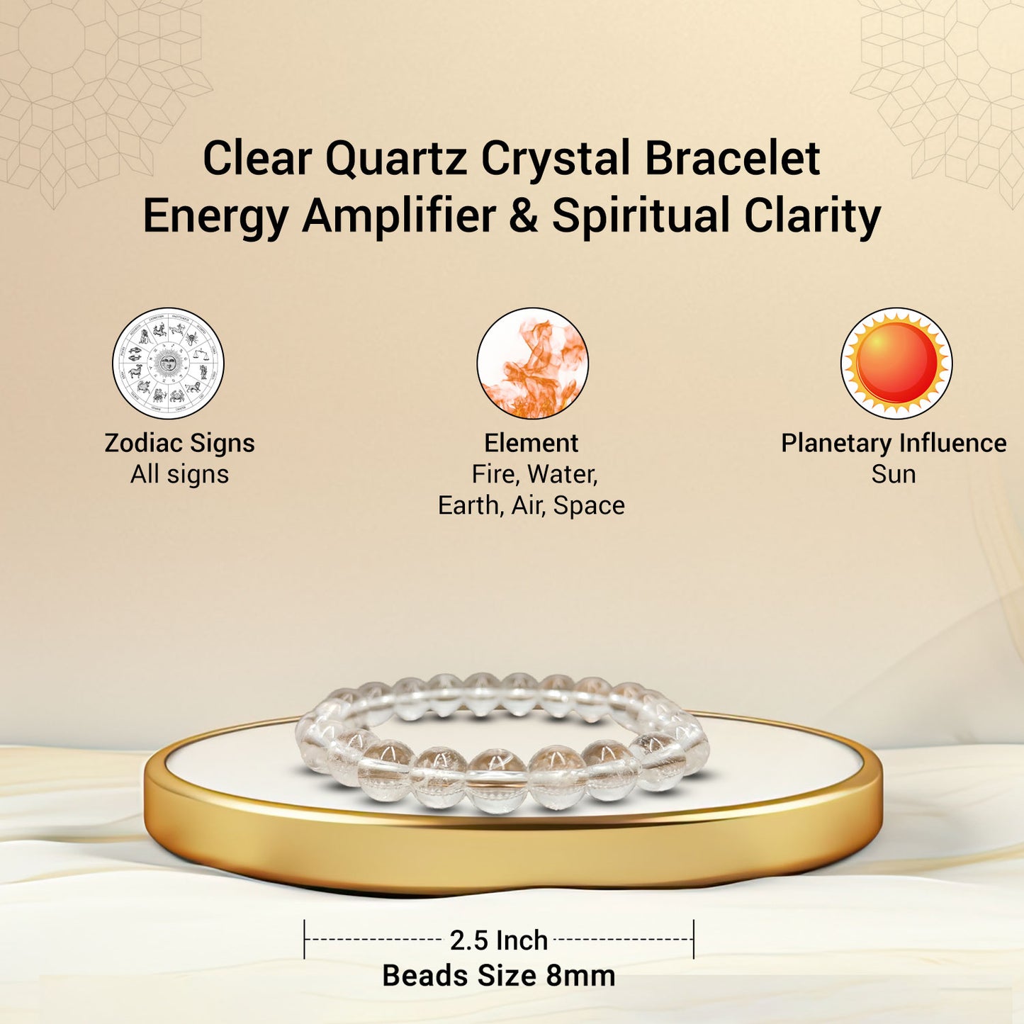 Clear Quartz AAA Quality Diamond Cut Bracelet To Dispelling Negative Energy-(8mm)