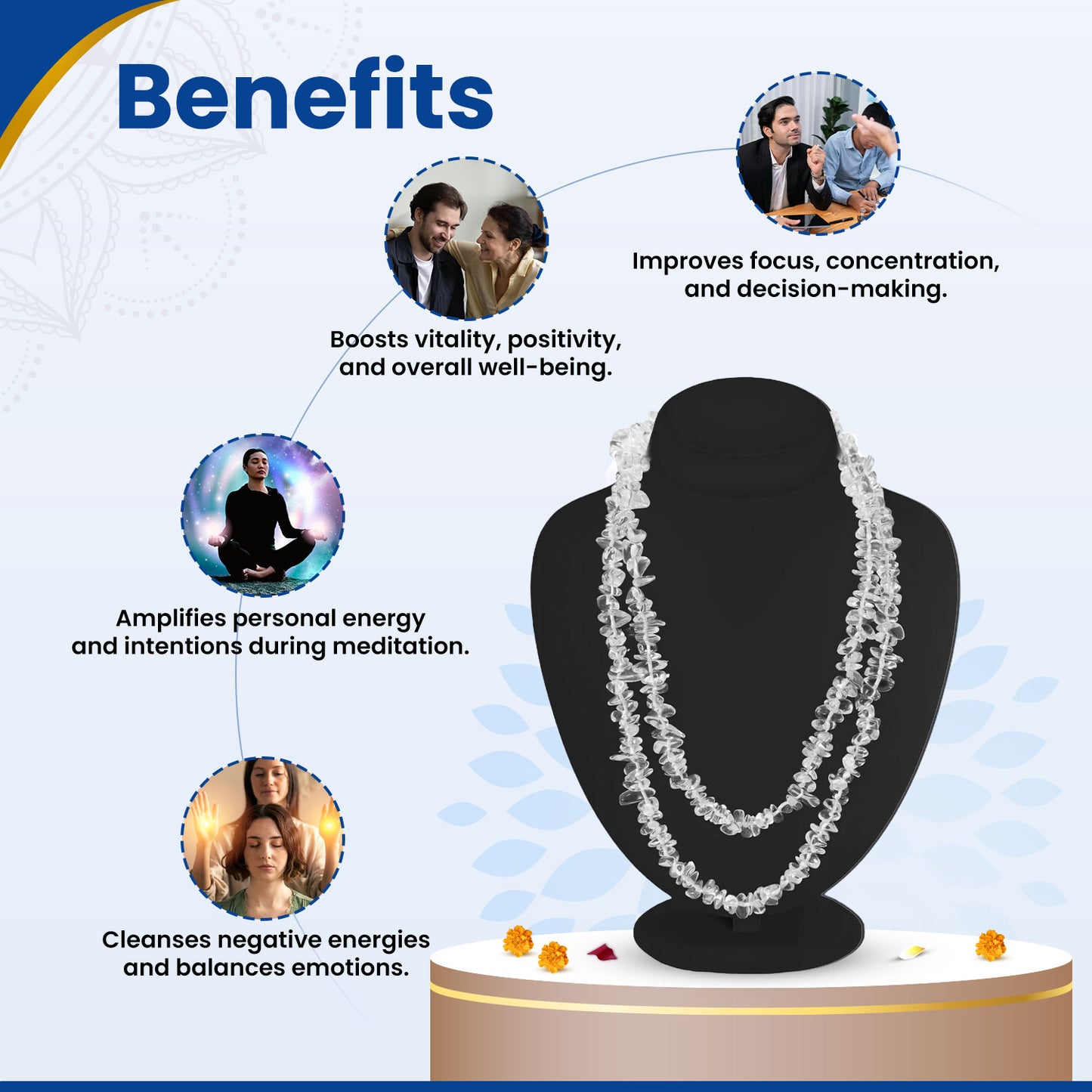 Clear Quartz Chips Mala