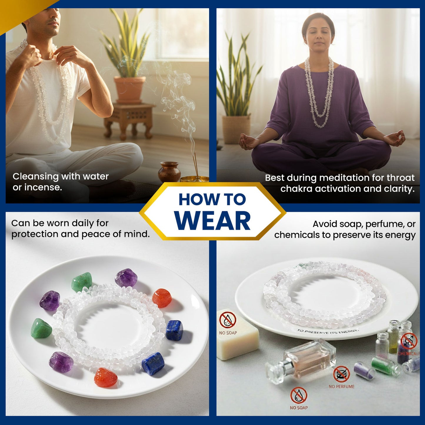 Clear Quartz Chips Mala