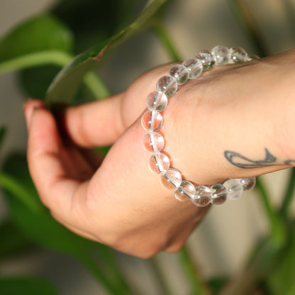 Clear Quartz AAA Quality Diamond Cut Bracelet To Dispelling Negative Energy-(8mm)