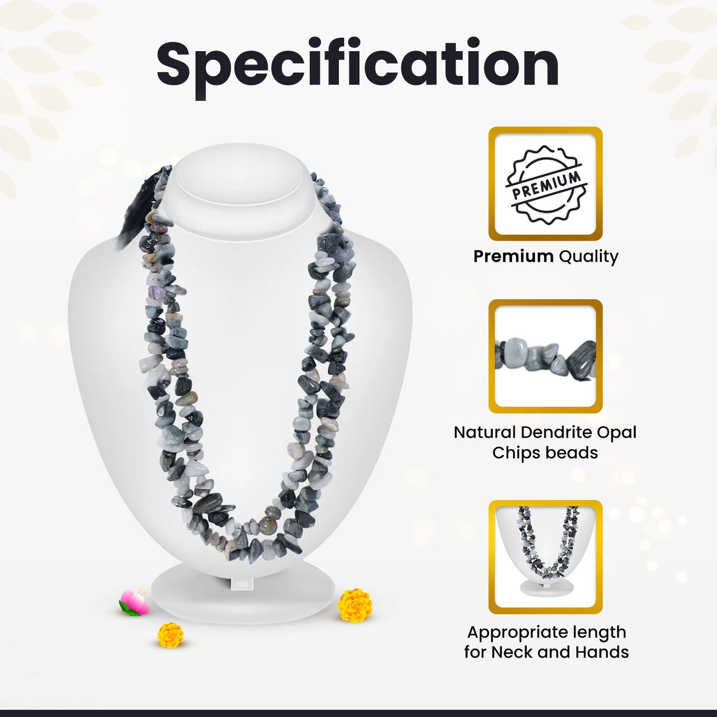 Dendrite Opal Chips Mala