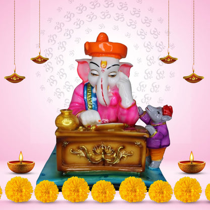 Divine Munshi Ganesh Idol -Marble Dust