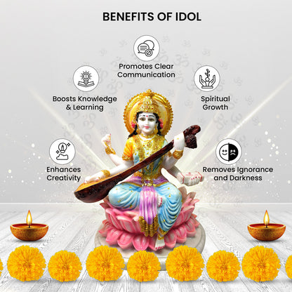 Divine Saraswati Mata Idol -Marble Dust