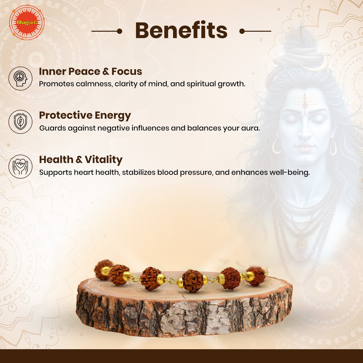 Divine 5 Mukhi Rudraksha Bracelet the powerful energy of Lord Shiva