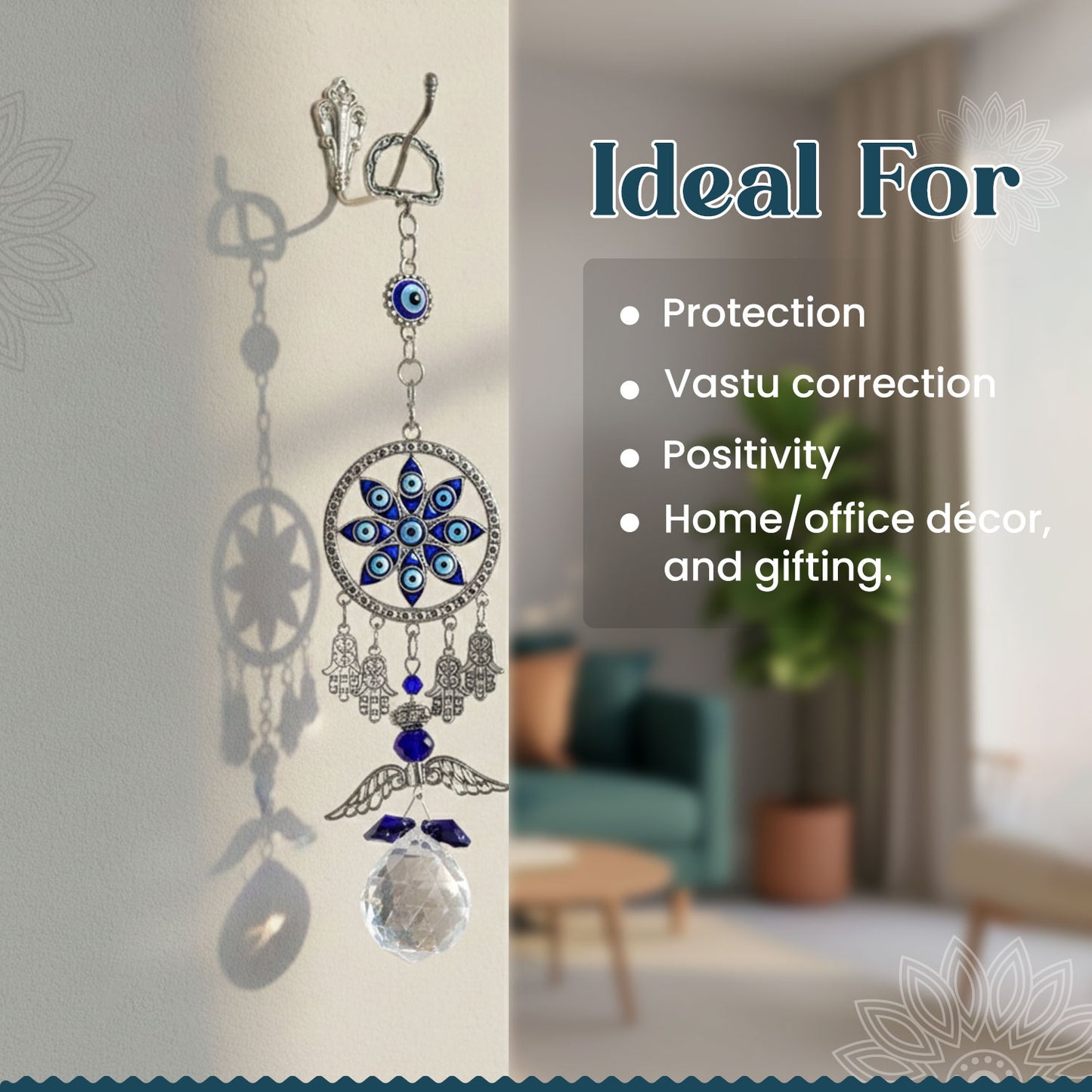 Evil Eye Wild Chime with Crystal Ball Hanging