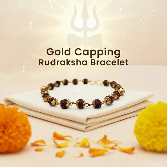 Gold Capping Rudraksha Bracelet