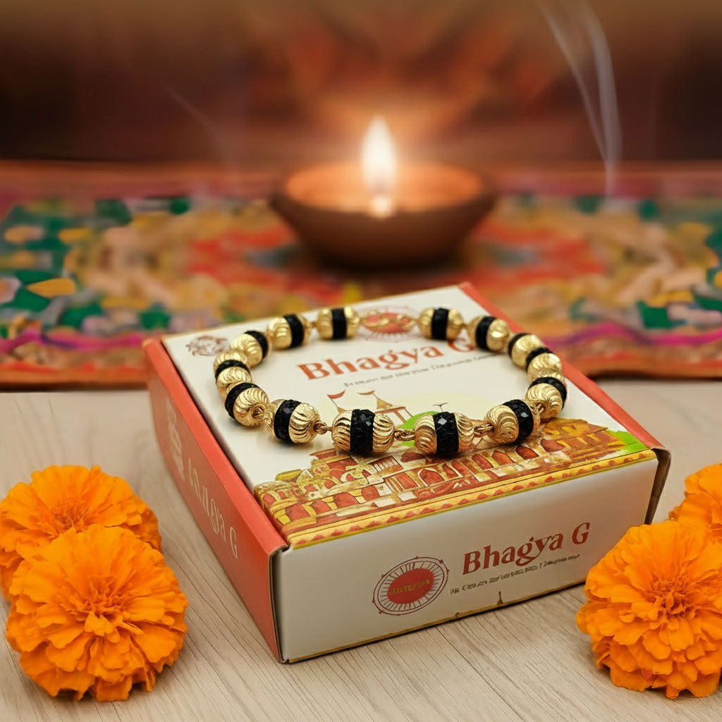 Gold Plated Black Grace Rudraksha Bracelet