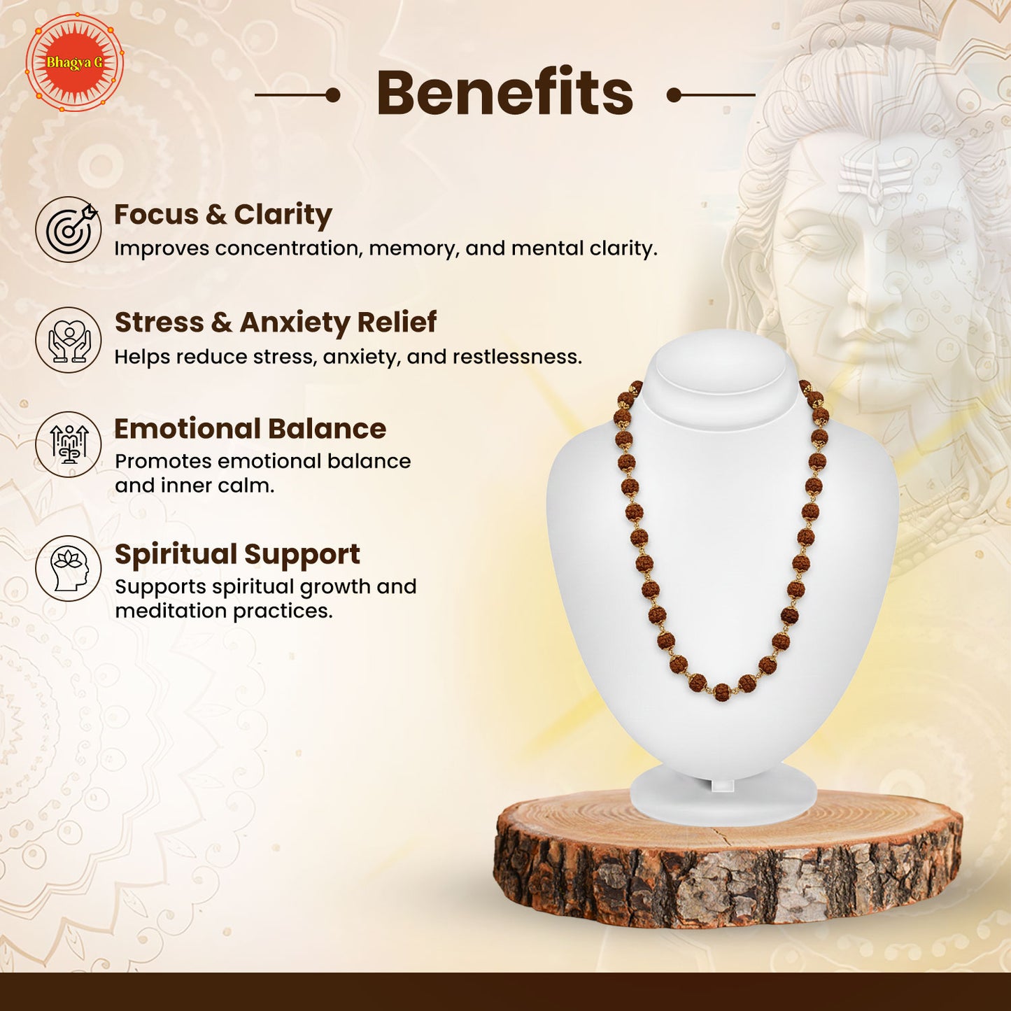 Gold Plated Panchmukhi Rudraksha Mala