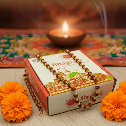 Gold Plated Panchmukhi Rudraksha Mala