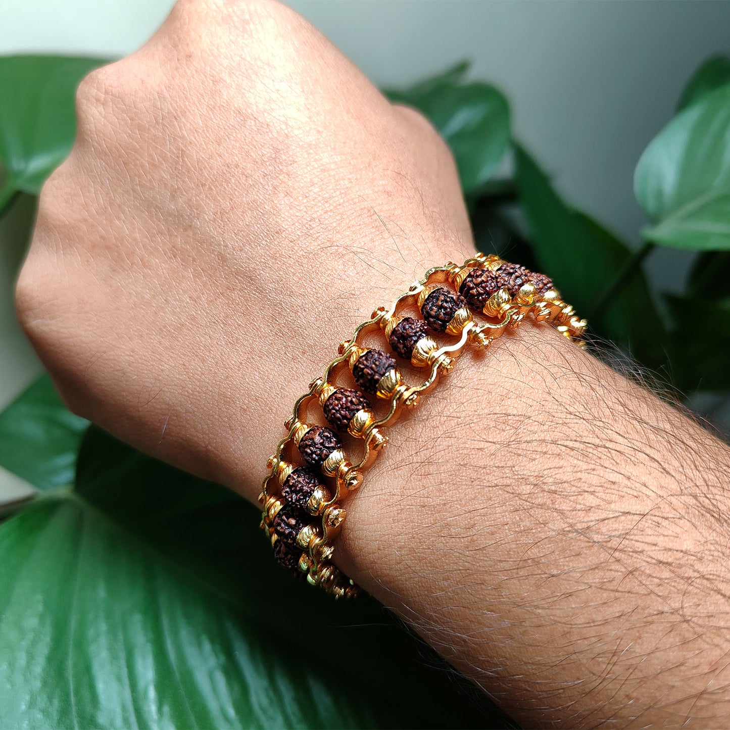 Gold-Plated Rudraksha Chain Bracelet