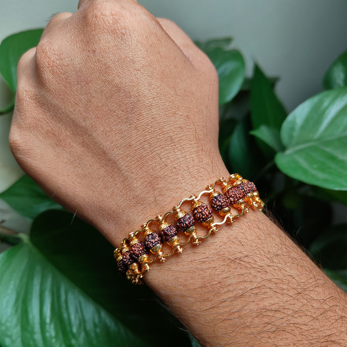 Gold-Plated Rudraksha Chain Bracelet