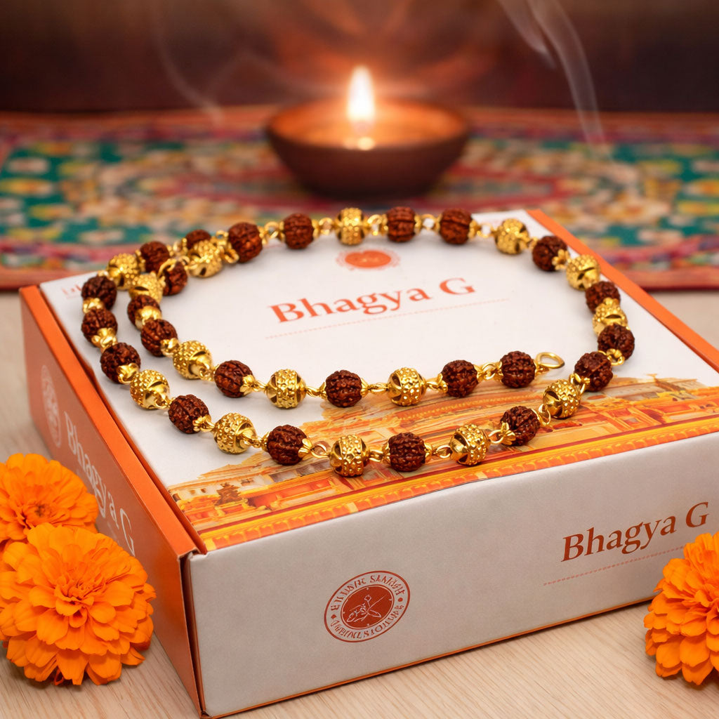 Gold Plated Rudraksha Mala For Women