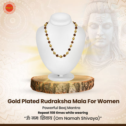 Gold Plated Rudraksha Mala For Women