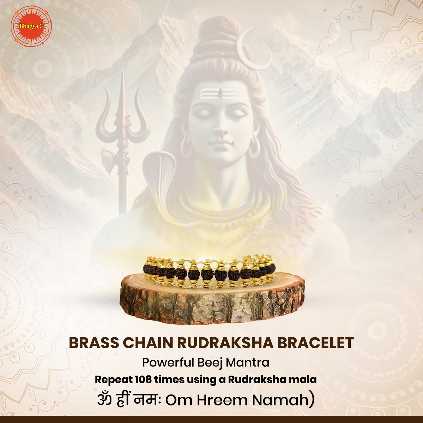 Brass Chain Rudraksha Bracelet