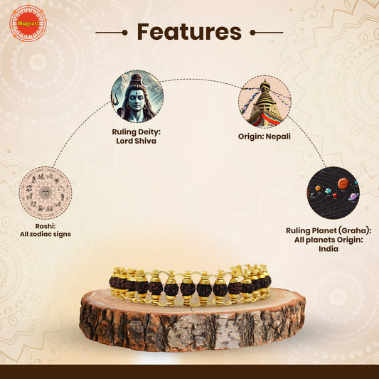 Gold-Plated Rudraksha Chain Bracelet
