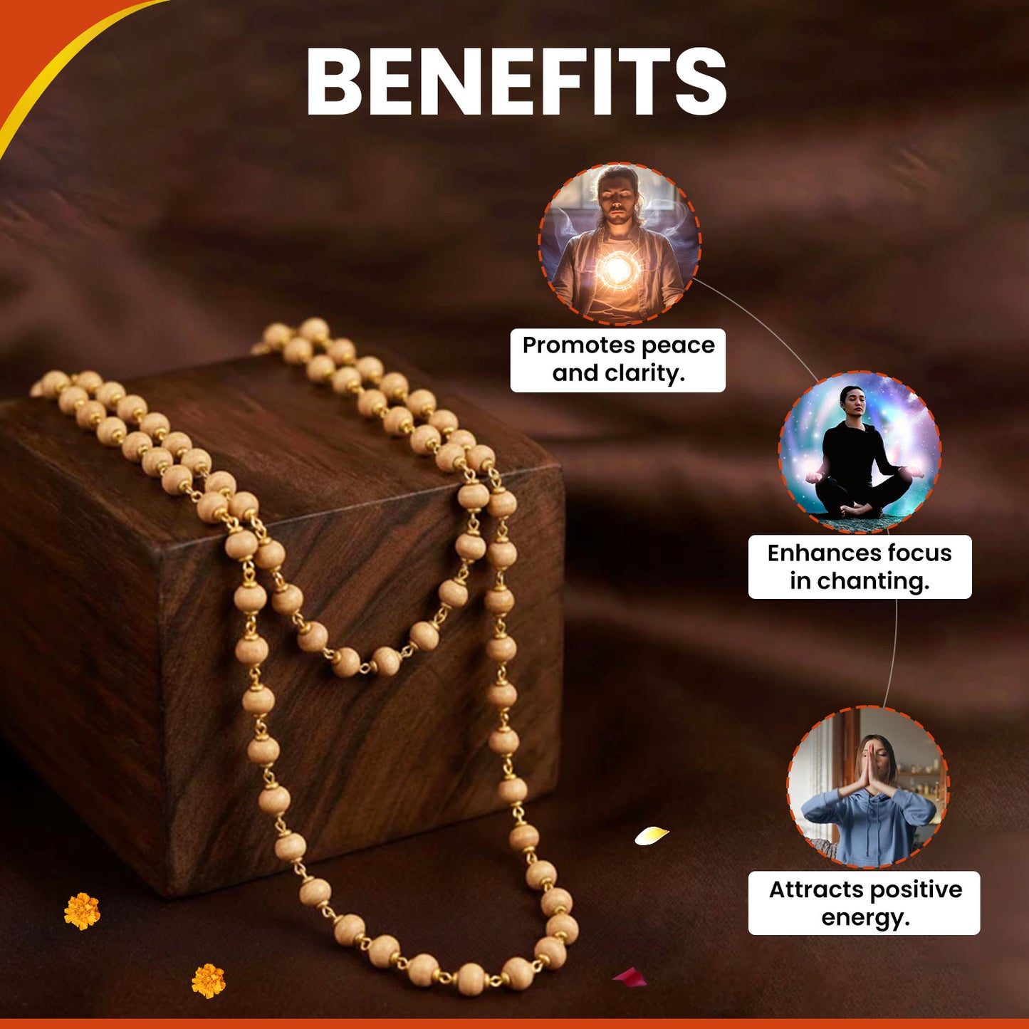 Golden Cap Tulsi Mala