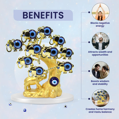 Golden Elephant Evil Eye Tree