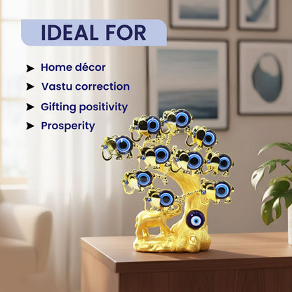 Golden Elephant Evil Eye Tree