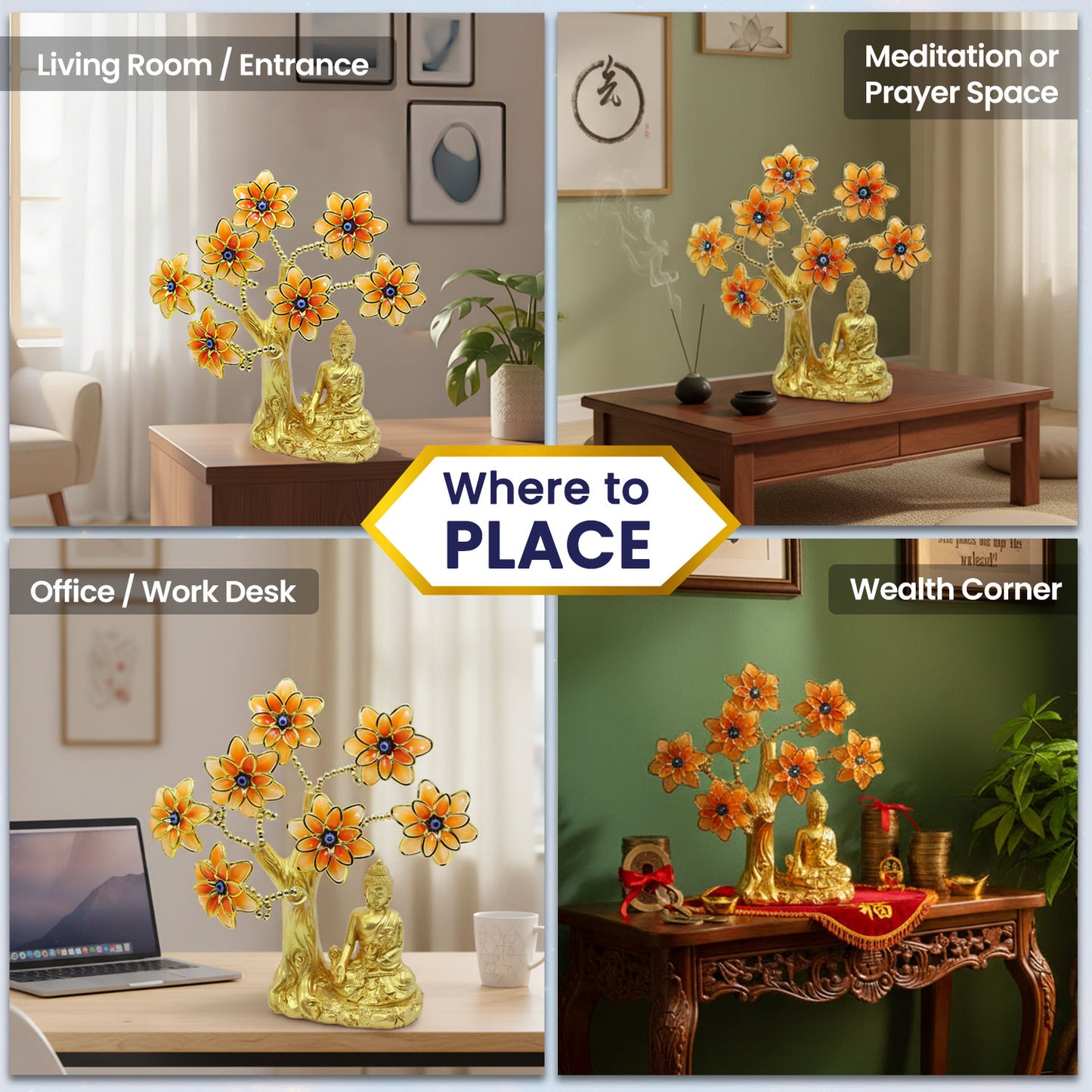 Golden Lord Budda Evil Eye Tree