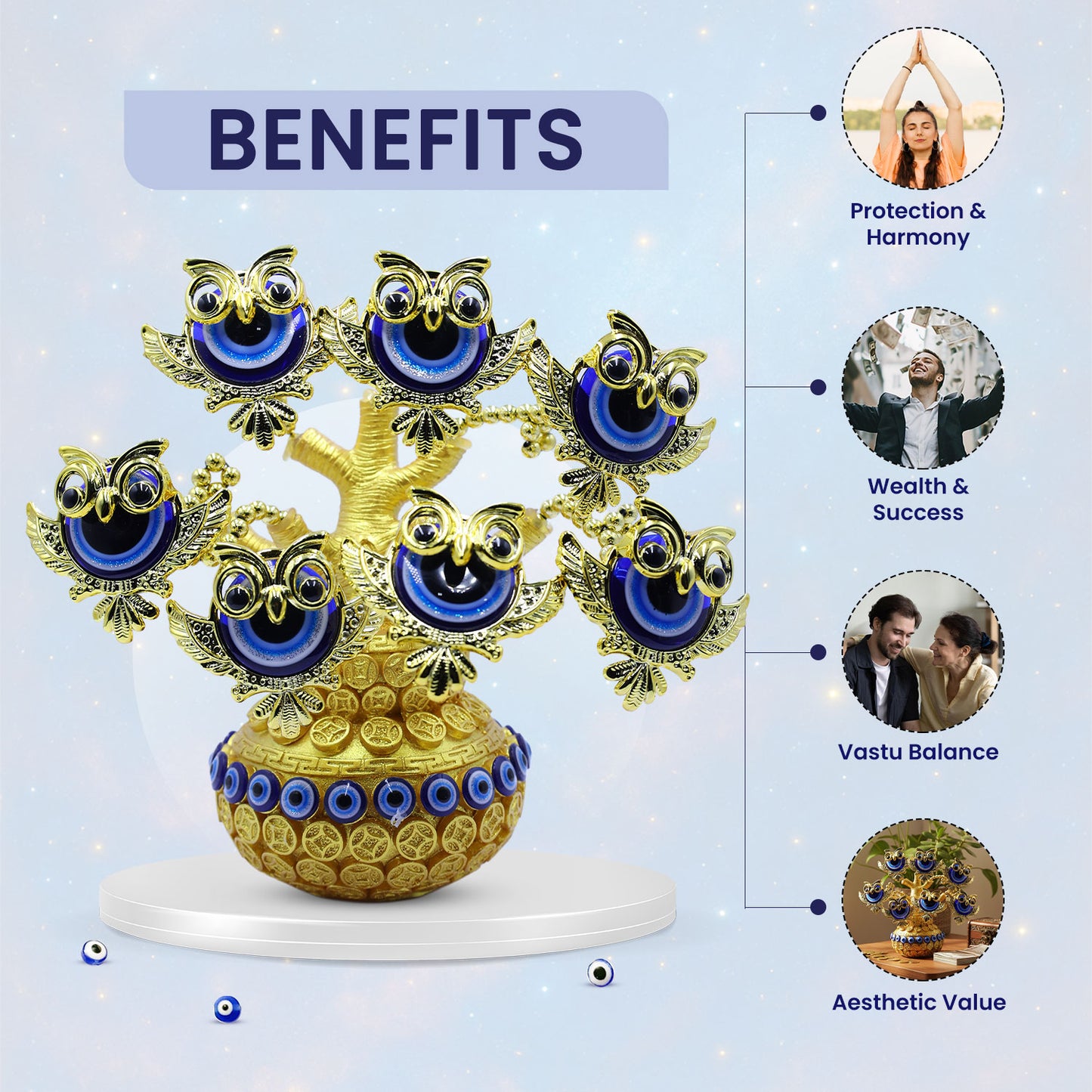 Golden Pot Evil Eye Tree