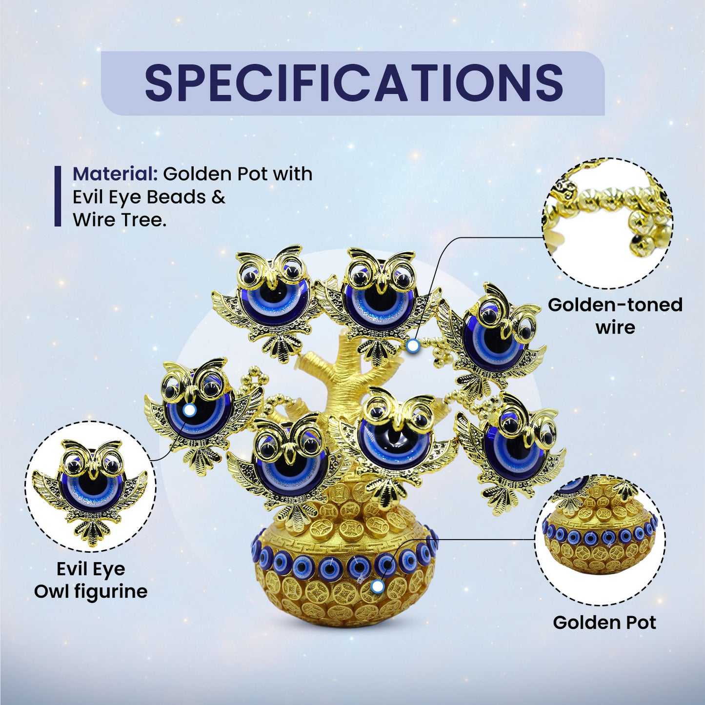 Golden Pot Evil Eye Tree