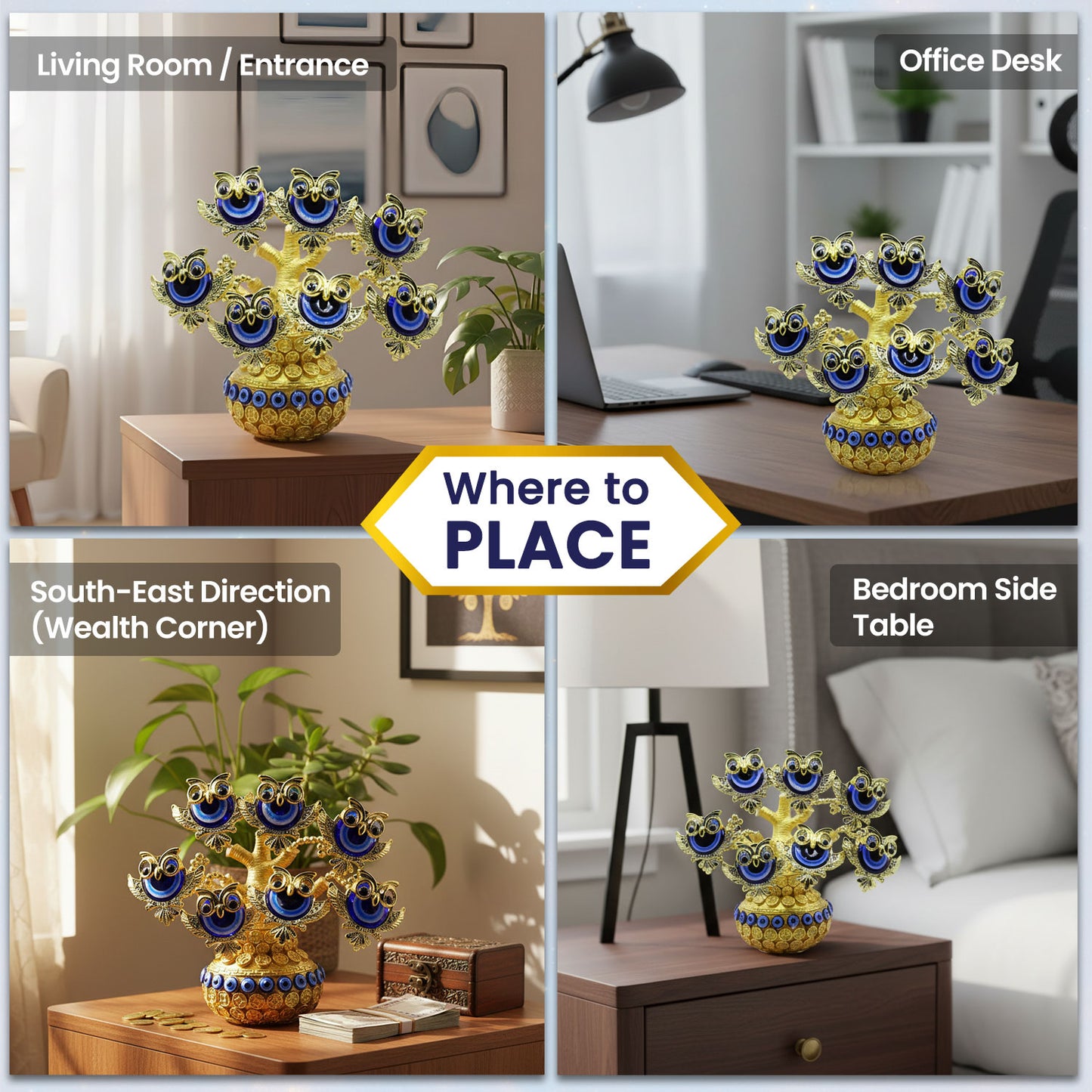 Golden Pot Evil Eye Tree