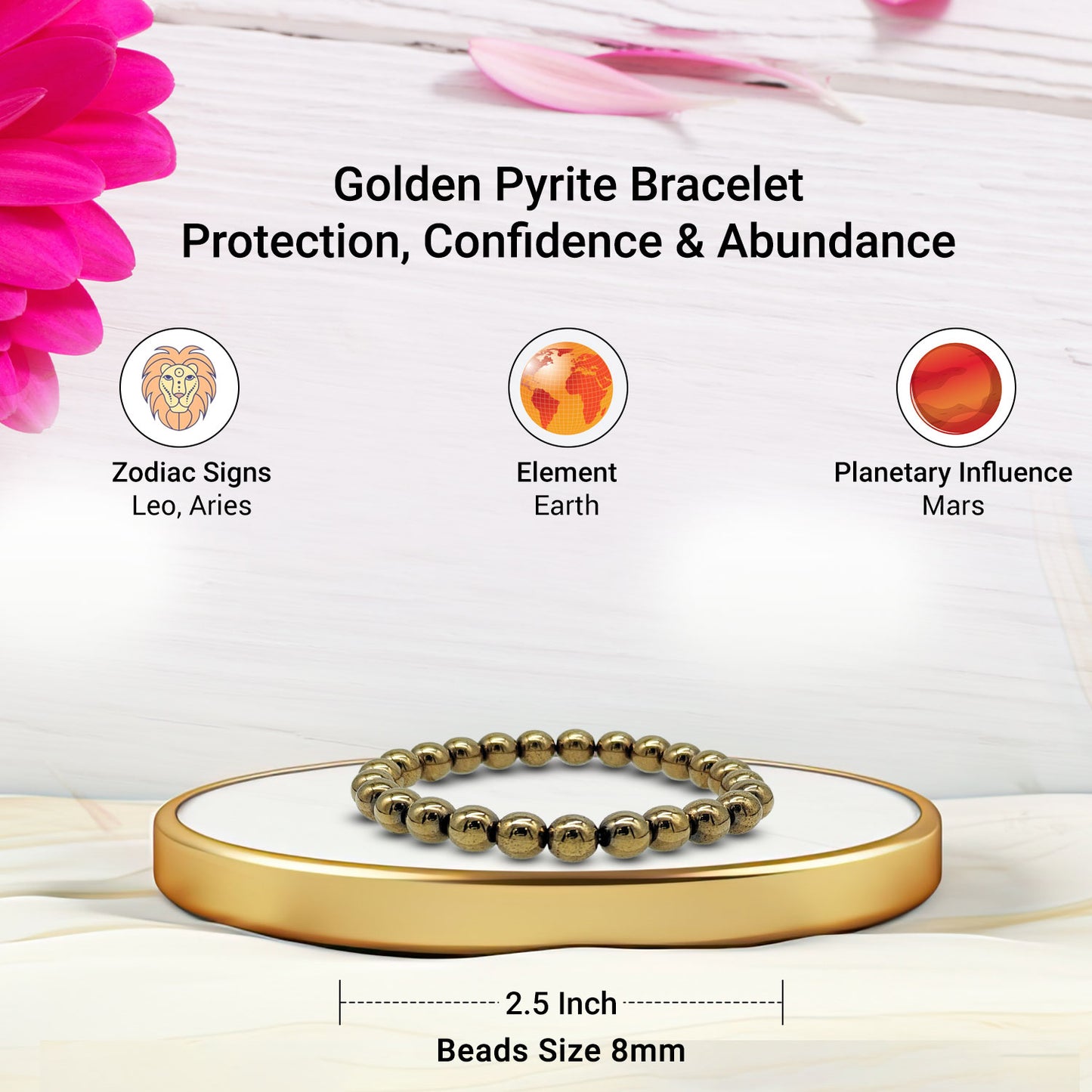 Golden Pyrite Wealth Bracelet - (8mm)