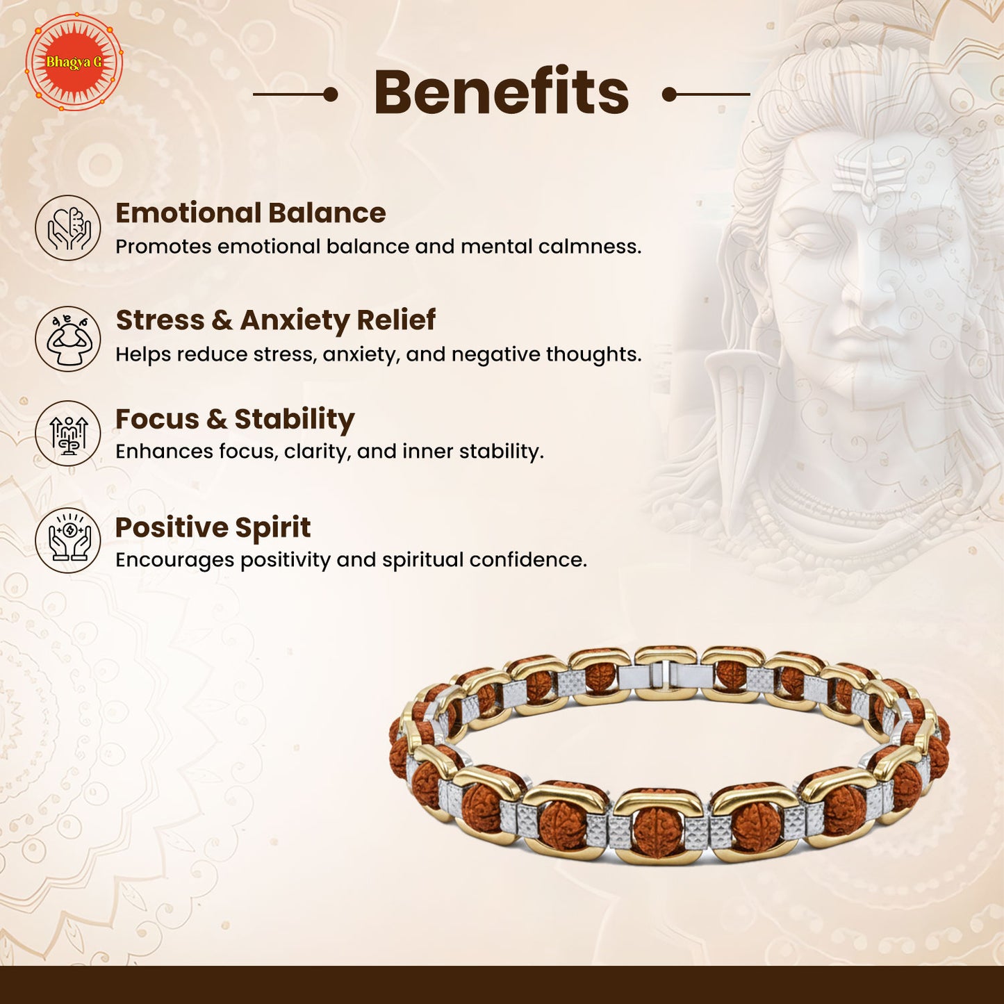 Golden Silver Rudraksha Bracelet