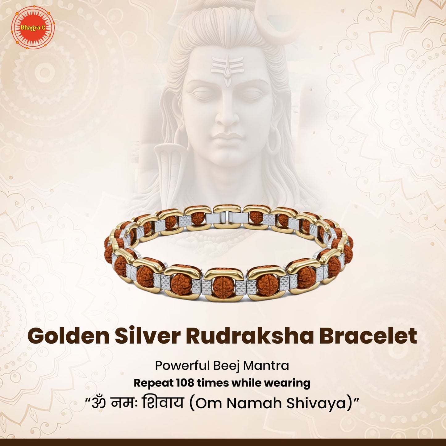 Golden Silver Rudraksha Bracelet