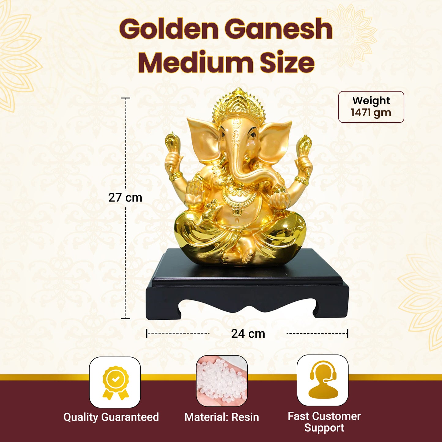 Golden Ganesh Medium Size