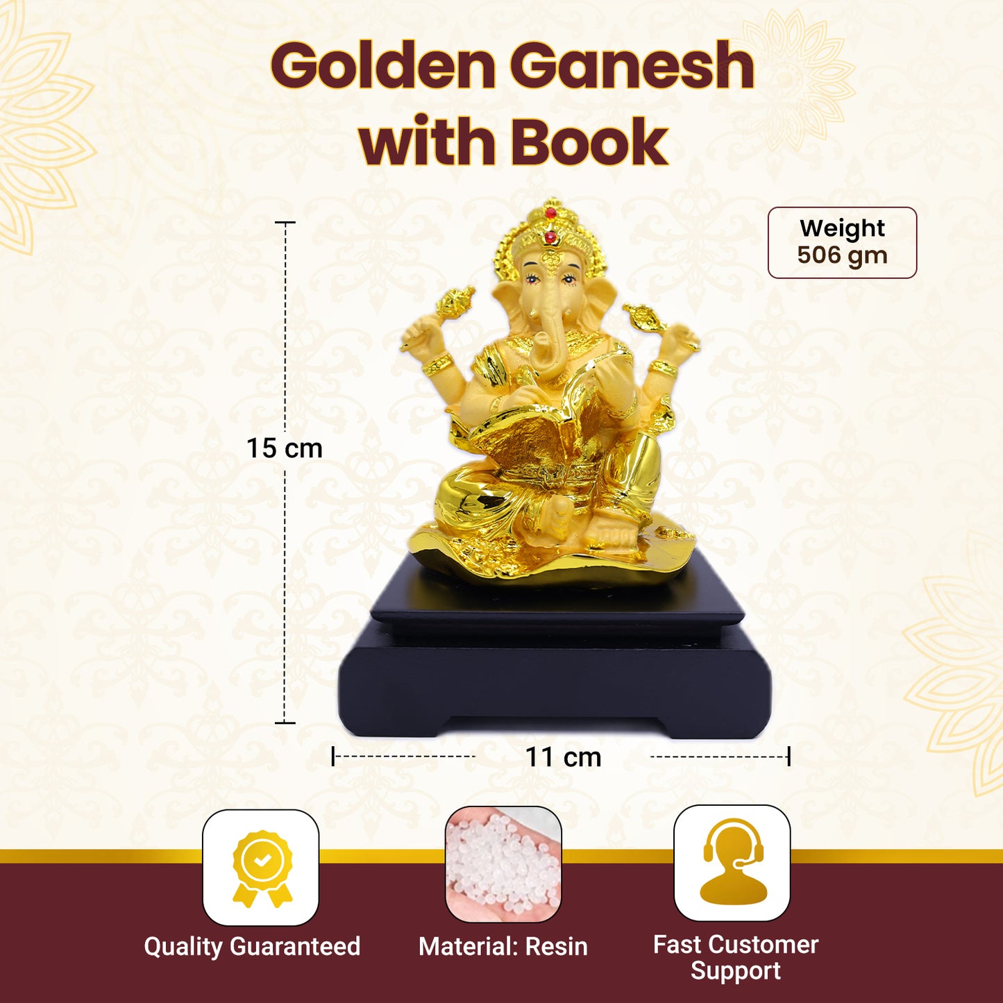 Golden Ganesh with Book