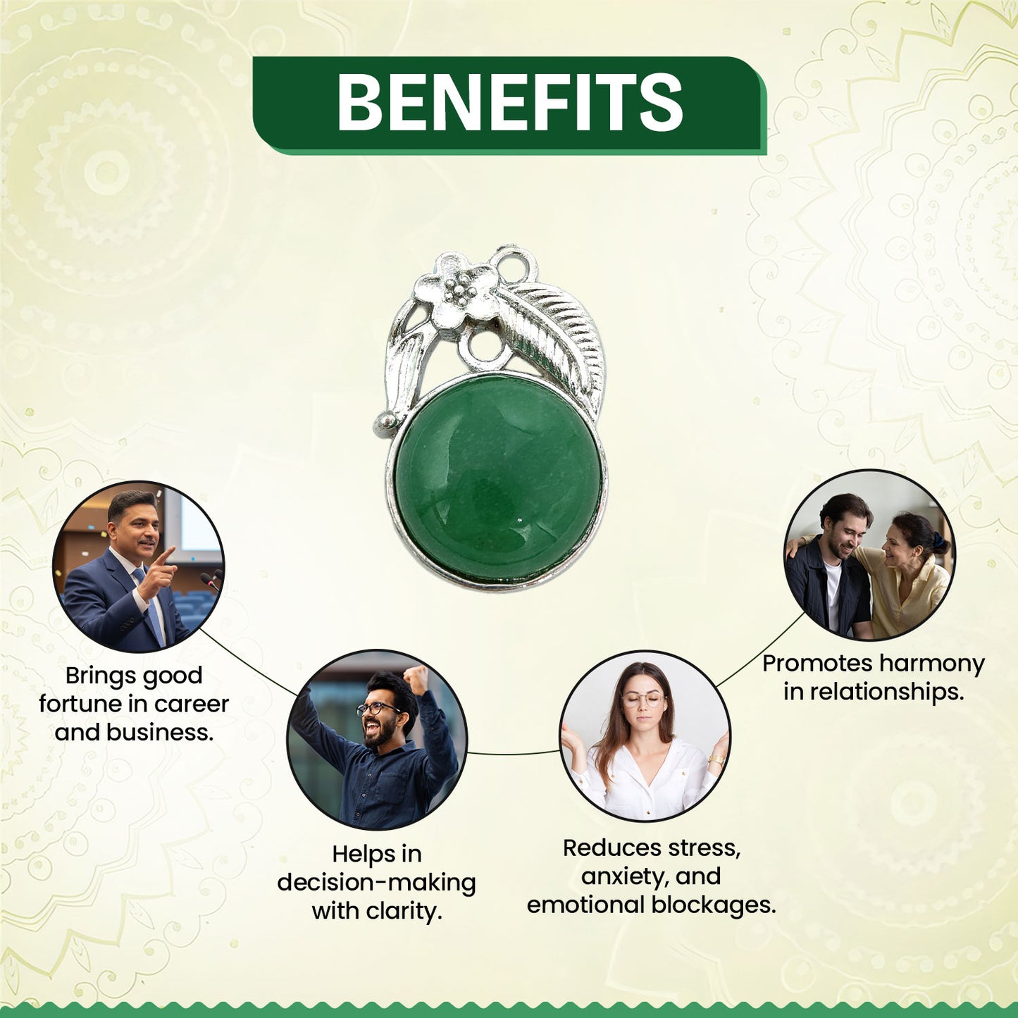Green Aventurine Crystal Round Pendant