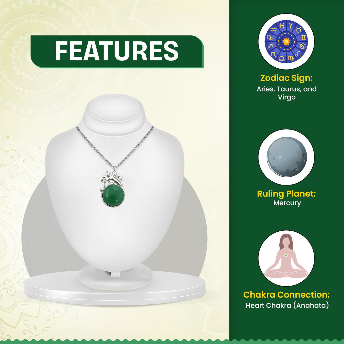 Green Aventurine Crystal Round Pendant