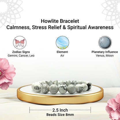 Howlite Bracelet For Calming Effect-(8mm)