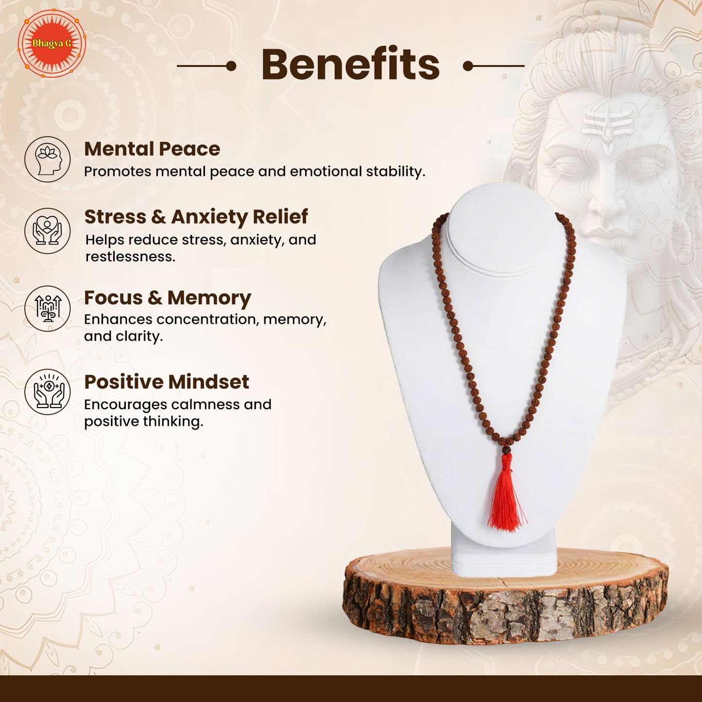 Indonesian 5 Mukhi Rudraksha Mala  (108 beads)