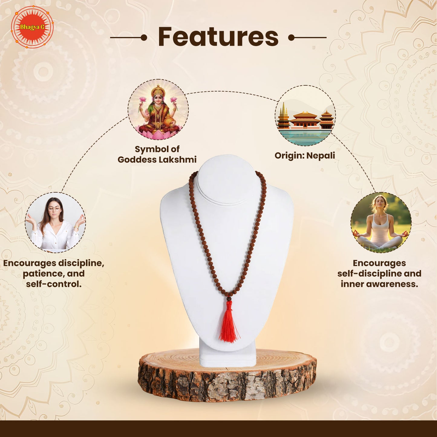 Indonesian 7 Mukhi Rudraksha Mala  (108 beads)