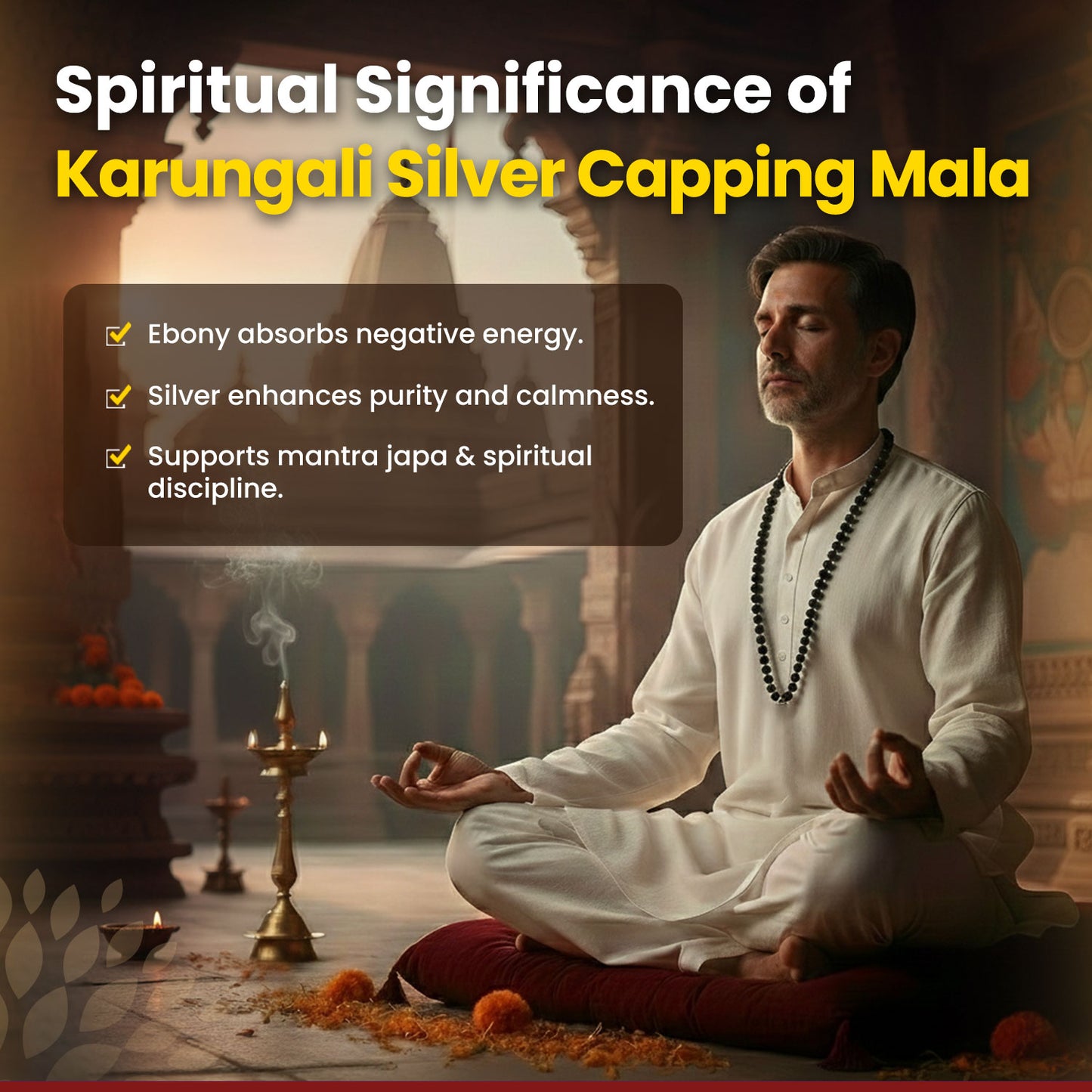 Karungali Silver Capping Mala