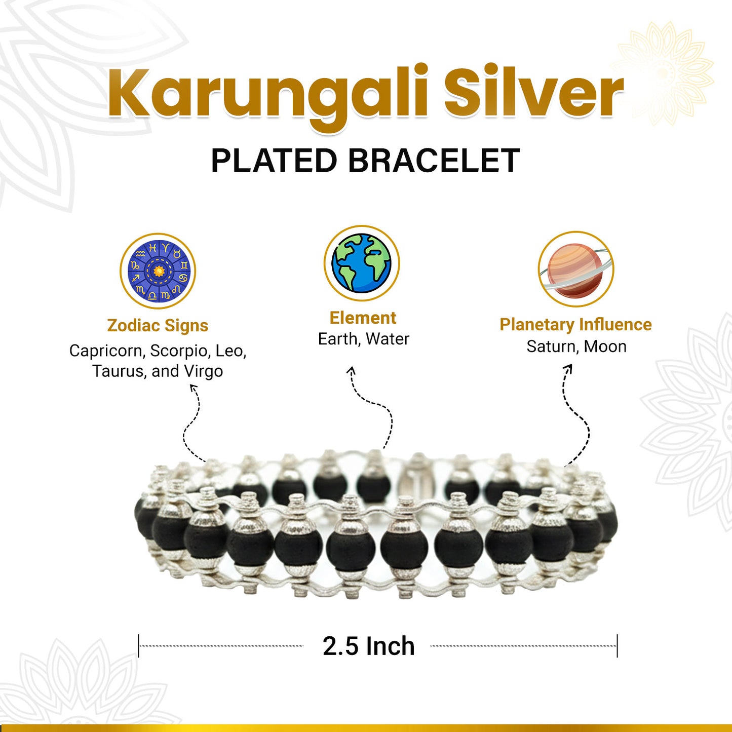 Karungali Silver Plated Bracelet