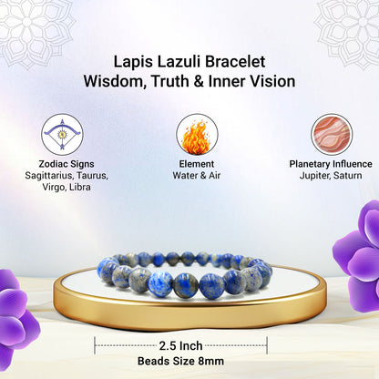 Lapis Lazuli Bracelet For Self Confidence-(8mm)