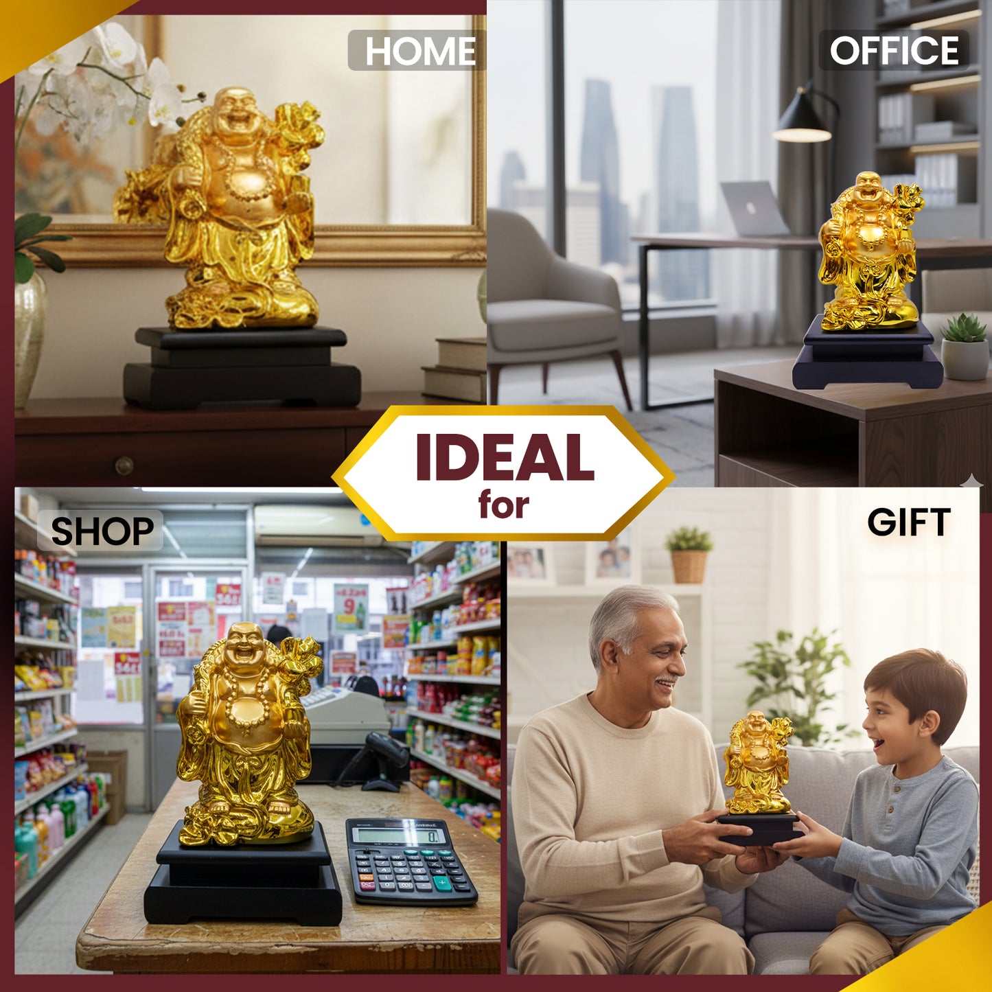 Laughing Buddha Big Size with a stand