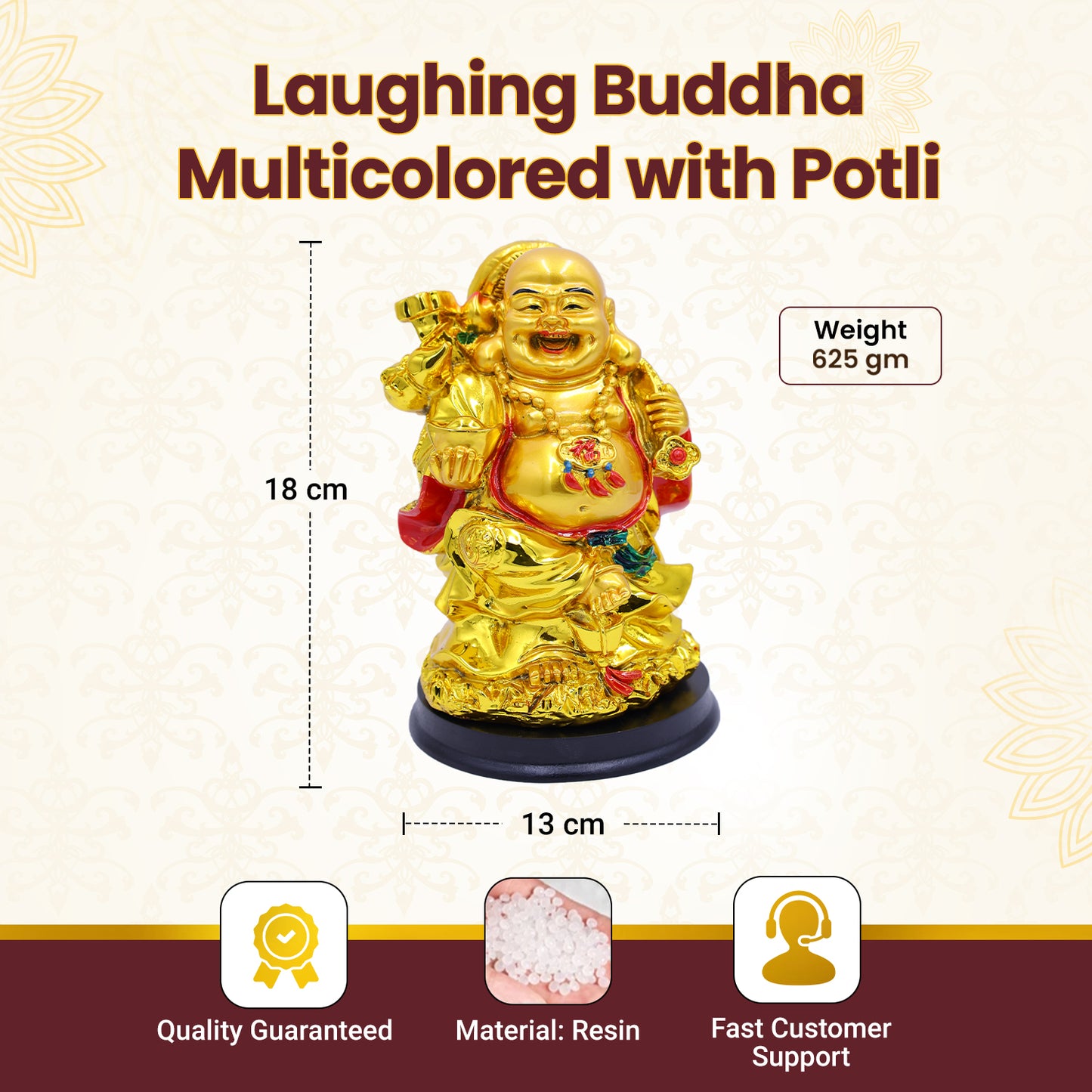 Laughing Buddha Multicolored with Potli