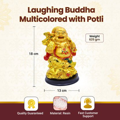 Laughing Buddha Multicolored with Potli