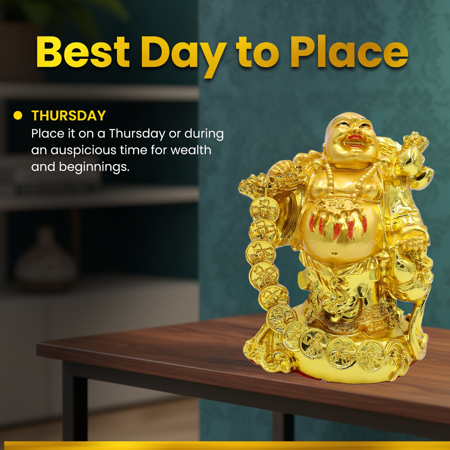 Laughing Buddha with Coin Line