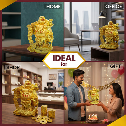 Laughing Buddha with Coin Line