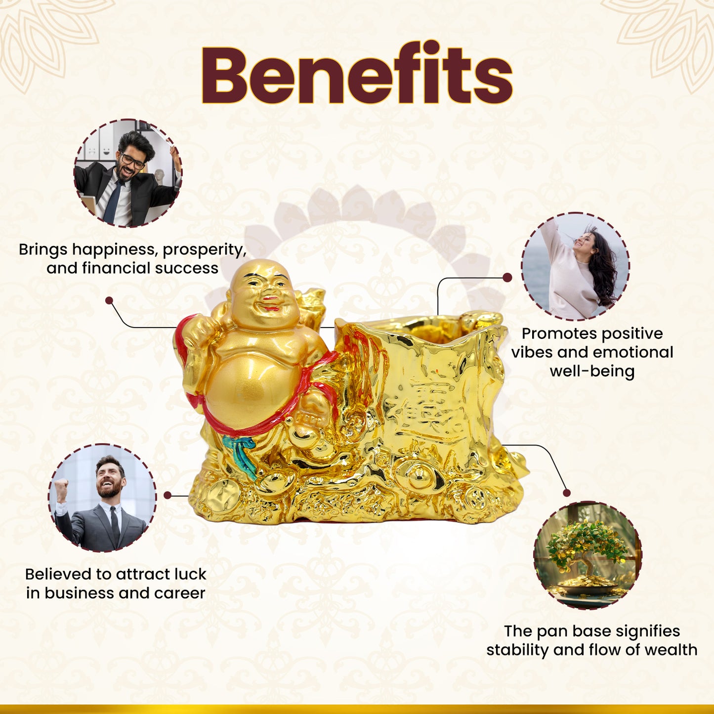 Laughing Buddha with Pan Stand