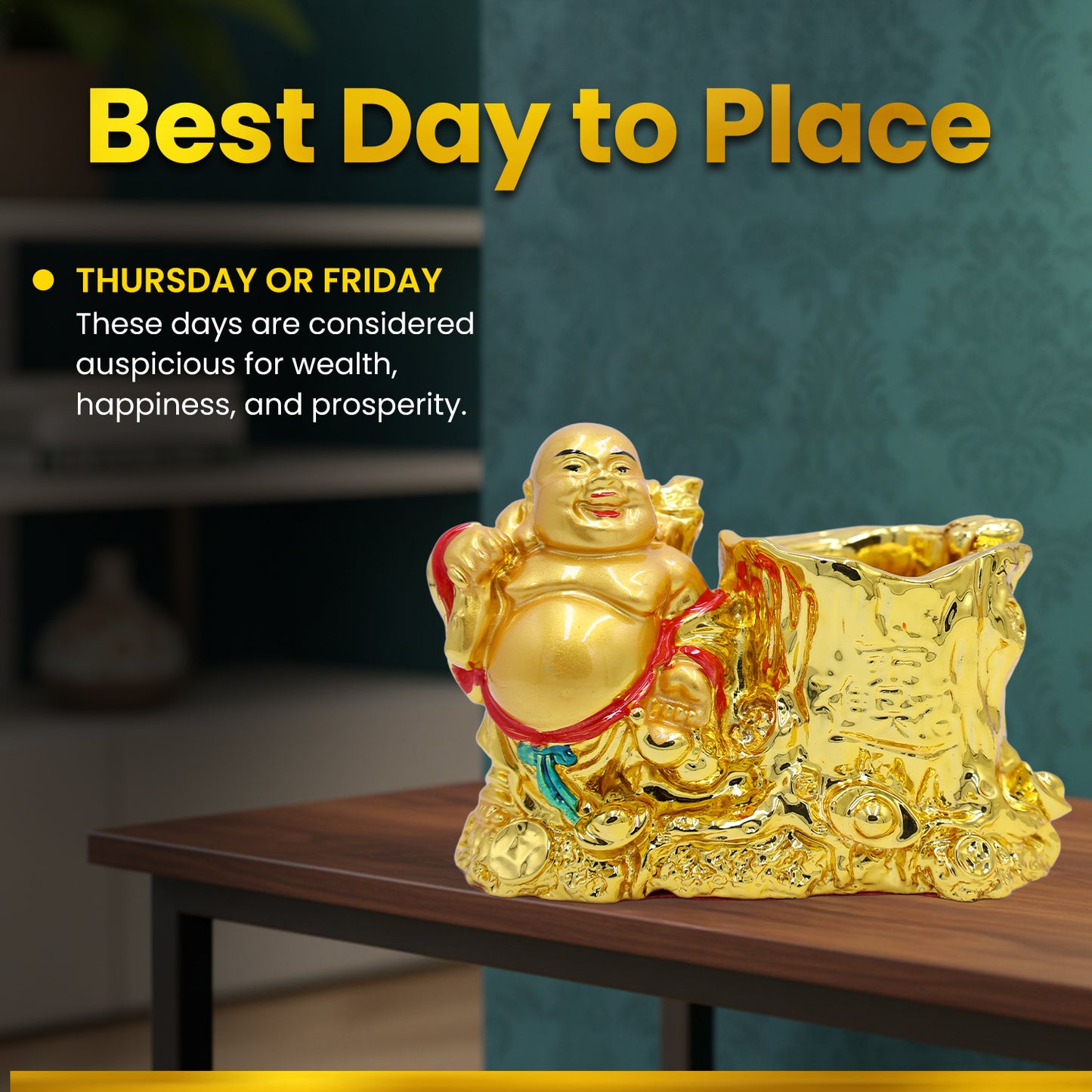 Laughing Buddha with Pan Stand