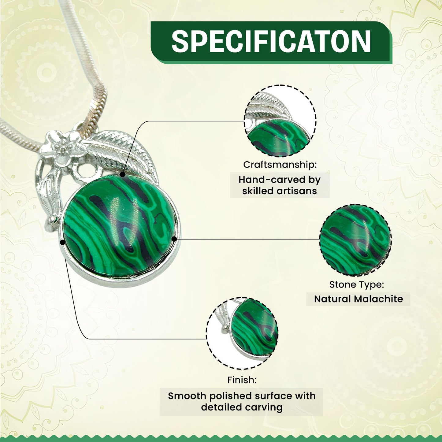 Malachite Round Crystal Pendant