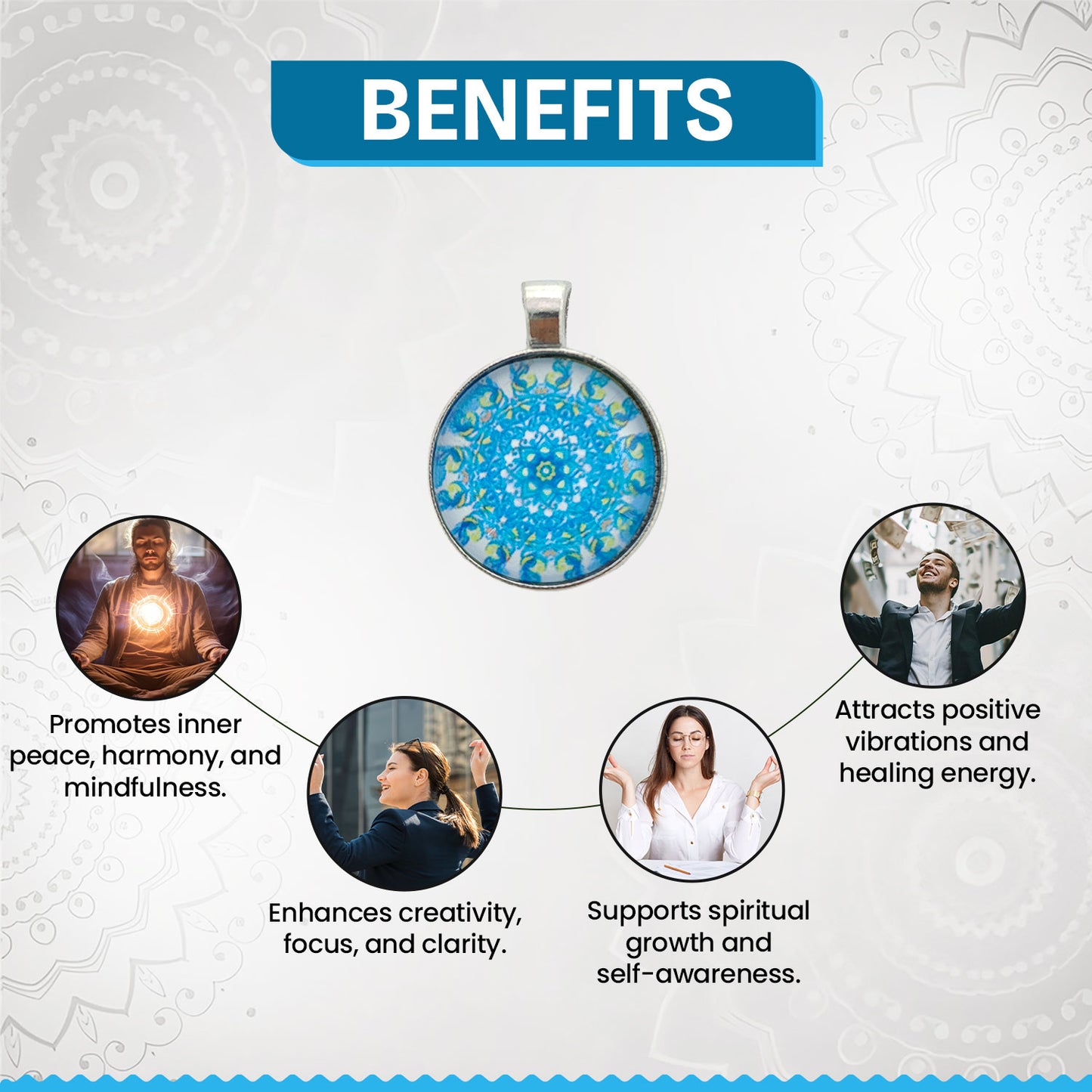 Mandala Art Crystal Pendant