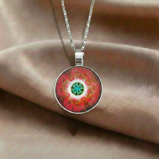 Mandala Red Crystal Pendant